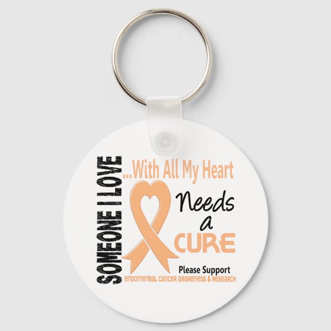 Endometrial Cancer Needs A Cure 3 Keychain (Front)