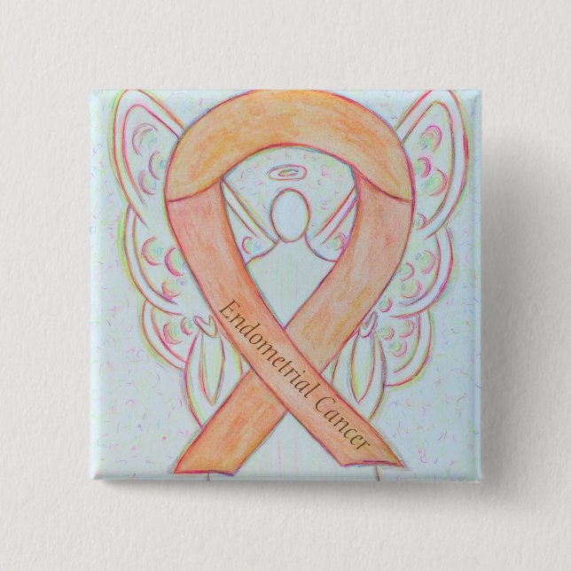 Endometrial Cancer Peach Awareness Ribbon Pins (Front)