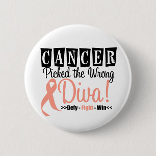 Endometrial  Cancer Picked The Wrong Diva v2 2 Inch Round Button
