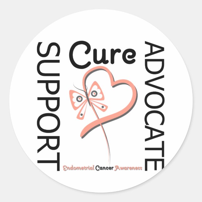 Endometrial Cancer Support Advocate Cure Classic Round Sticker (Front)