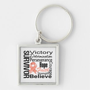 Endometrial Cancer Survivor Collage Keychain