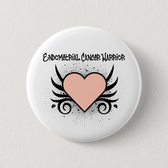 Endometrial Cancer Warrior Heart 2 Inch Round Button (Front)