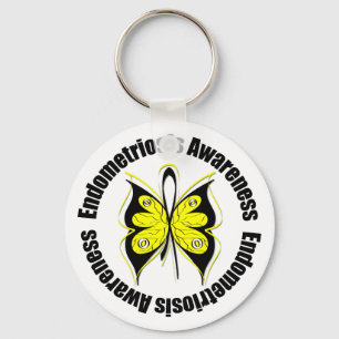 Endometriosis Awareness Butterfly Ribbon Keychain