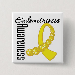 Endometriosis Awareness Gemstone Ribbon 2 Inch Square Button