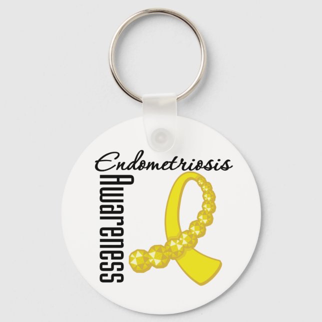 Endometriosis Awareness Gemstone Ribbon Keychain (Front)