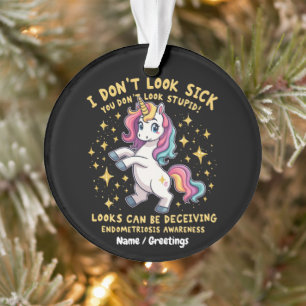 Endometriosis Awareness Strong Unicorn Warrior  Ornament