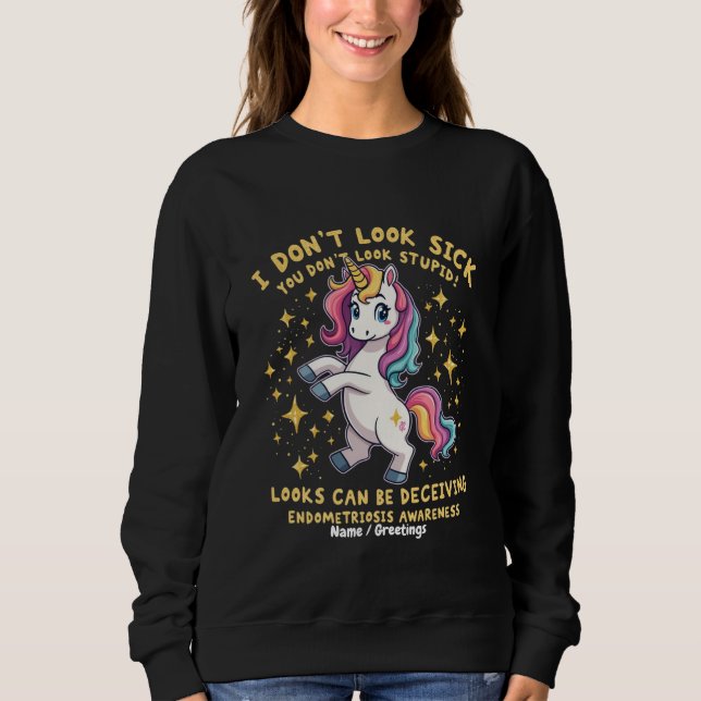 Endometriosis Awareness Strong Unicorn Warrior  Sweatshirt (Front)