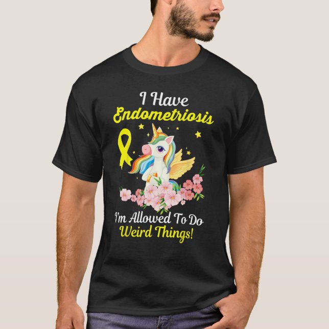 Endometriosis Awareness  Unicorn Yellow Ribbon Sup T-Shirt (Front)
