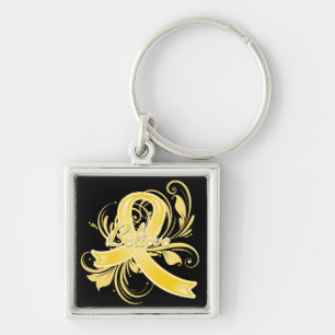 Endometriosis Believe Flourish Ribbon Keychain