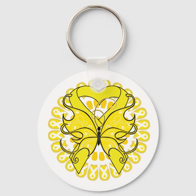 Endometriosis Butterfly Circle of Ribbons Keychain (Front)