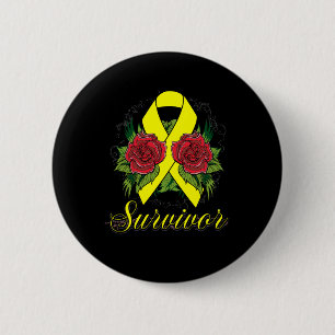 Endometriosis Survivor Rose Grunge Tattoo 2 Inch Round Button
