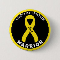 Endometriosis Warrior Ribbon Black Button