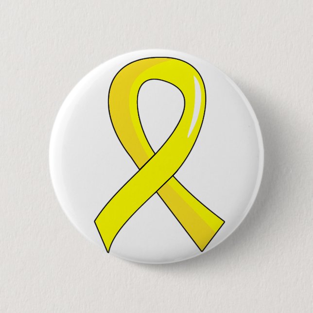 Endometriosis Yellow Ribbon 3 2 Inch Round Button (Front)