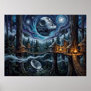 Endor Starry Night Sci Fi Landscape Poster