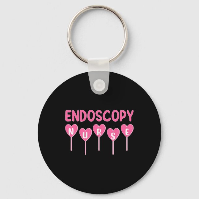 Endoscopy Nurse Hearts Candy Valentine Gastroenter Keychain (Front)
