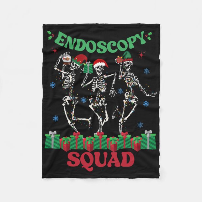 Endoscopy Nurse Squad Christmas Skeleton Dancing G Fleece Blanket (Front)