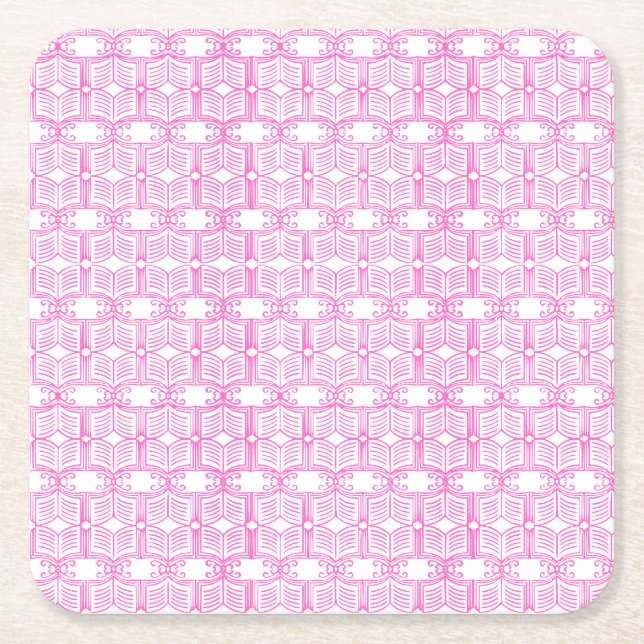 Endpaper Book Pattern  Square Paper Coaster (Front)