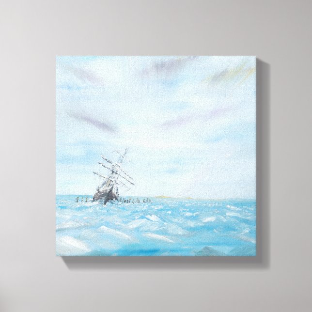 Endurance trapped by the Antarctic Ice. Painted Canvas Print (Front)