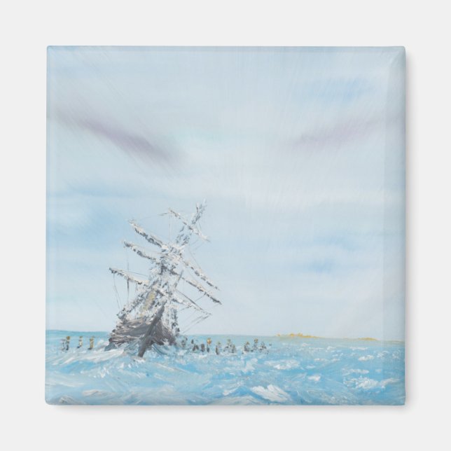 Endurance trapped by the Antarctic Ice. Painted Magnet (Front)