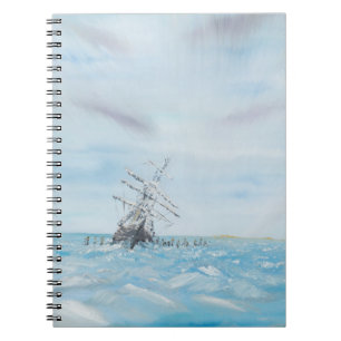 Endurance trapped by the Antarctic Ice. Painted Notebook