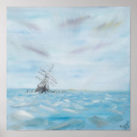 Endurance trapped by the Antarctic Ice. Painted