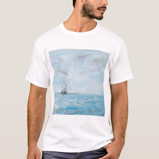 Endurance trapped by the Antarctic Ice. Painted T-Shirt (Front)