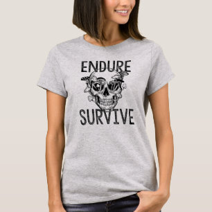 Endure and Survive Skull with Mushrooms   Dark Sur T-Shirt