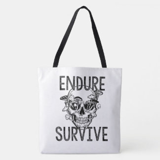 Endure and Survive Skull with Mushrooms Tote Bag