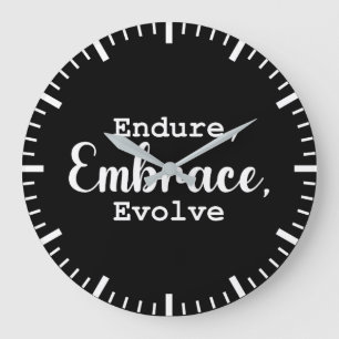 Endure, Embrace, Evolve - Gym, Hustle, Success Large Clock