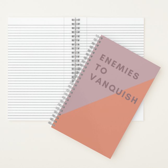 Enemies to Vanquish Funny Pink & Coral Modern Notebook (Inside)