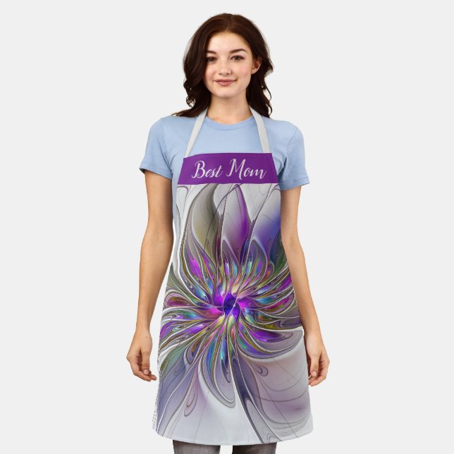 Energetic, Abstract Fractal Art Flower Best Mom Apron (Worn)