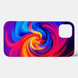 Energetic Abstract Swirl in Blue Red and Yellow iPhone 13 Case