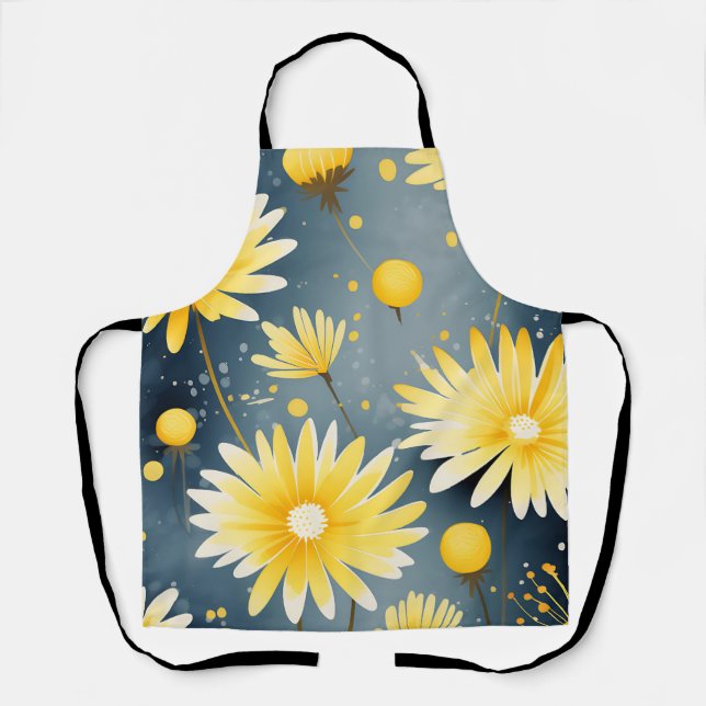 Energetic Chrysanthemum Watercolor Apron (Front)