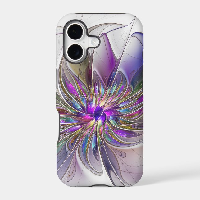 Energetic, Colorful Abstract Fractal Art Flower (Verso)