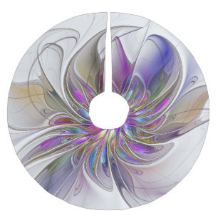 Energetic, Colorful Abstract Fractal Art Flower Brushed Polyester Tree Skirt