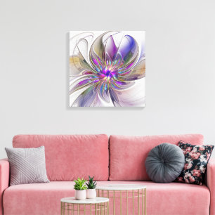 Energetic, Colorful Abstract Fractal Art Flower Canvas Print