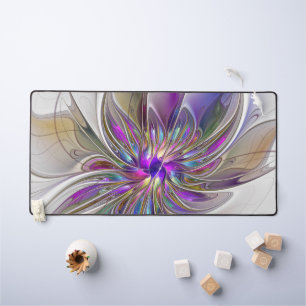 Energetic, Colorful Abstract Fractal Art Flower Desk Mat