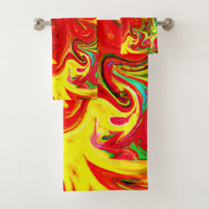 Energetic Colour Burst Pattern Bath Towel Set