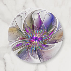 Energetic, Colourful Abstract Art Flower Custom Favour Tags