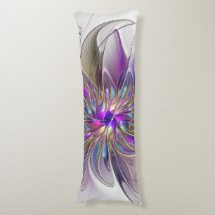 Energetic, Colourful Abstract Fractal Art Flower Body Pillow