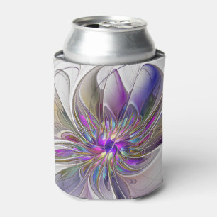Energetic, Colourful Abstract Fractal Art Flower Can Cooler