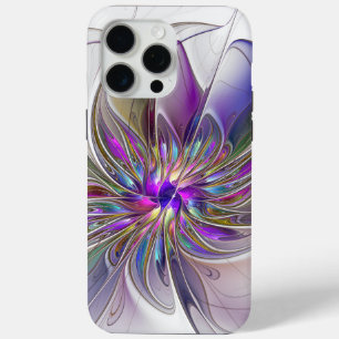 Energetic, Colourful Abstract Fractal Art Flower iPhone 15 Pro Max Case