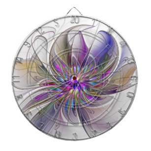 Energetic, Colourful Abstract Fractal Art Flower Dartboard