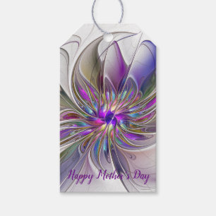 Energetic, Colourful Abstract Fractal Art Flower Gift Tags