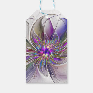 Energetic, Colourful Abstract Fractal Art Flower Gift Tags