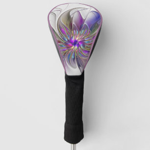 Energetic, Colourful Abstract Fractal Art Flower Golf Head Cover