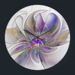 Energetic, Colourful Abstract Fractal Art Flower Large Clock<br><div class="desc">A multicolored powerful fantasy flower, 
unique floral Fractal Art.
Design for your round wall clock and more.</div>