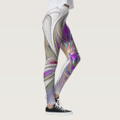 Energetic, Colourful Abstract Fractal Art Flower Leggings (Right)