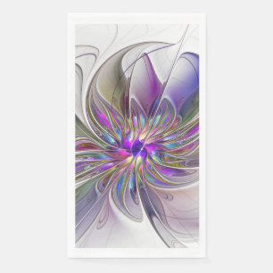 Energetic, Colourful Abstract Fractal Art Flower Napkin