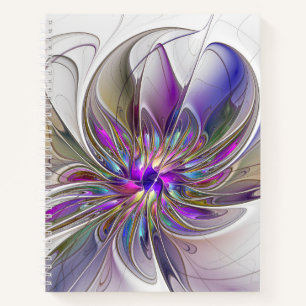 Energetic, Colourful Abstract Fractal Art Flower Notebook